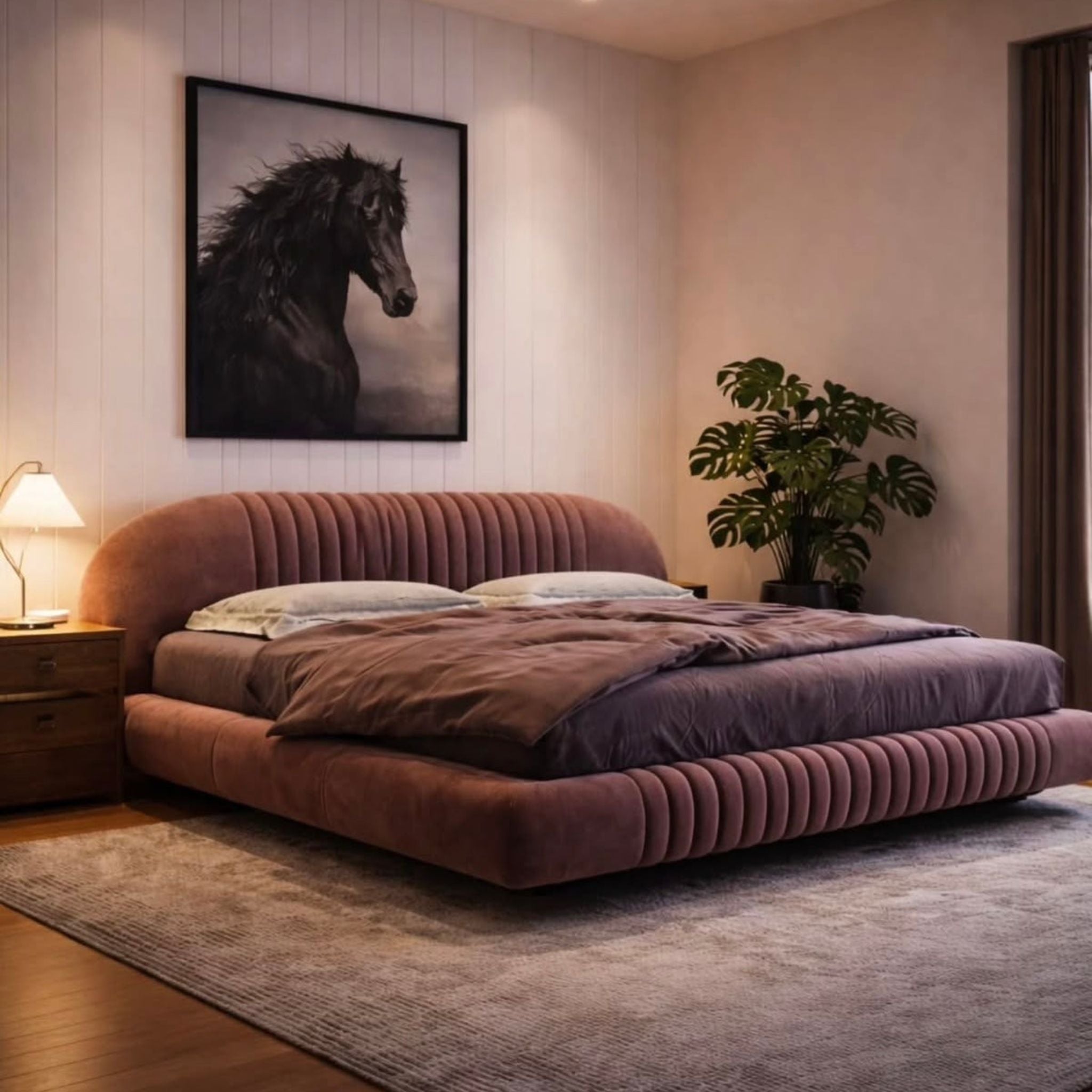 Velvet Channel Curved Bed